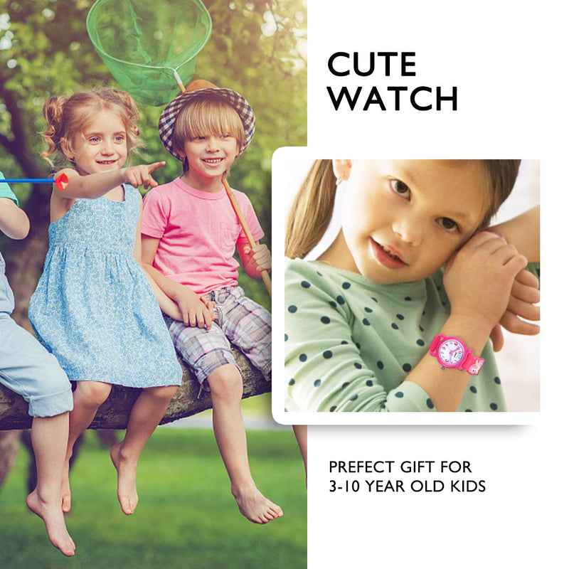 [Australia] - Kids Watch,Girls Watch 3D Cute Cartoon Waterproof Silicone Children Toddler Wrist Watch for 3-10 Year Girls Little Child -Rosered 