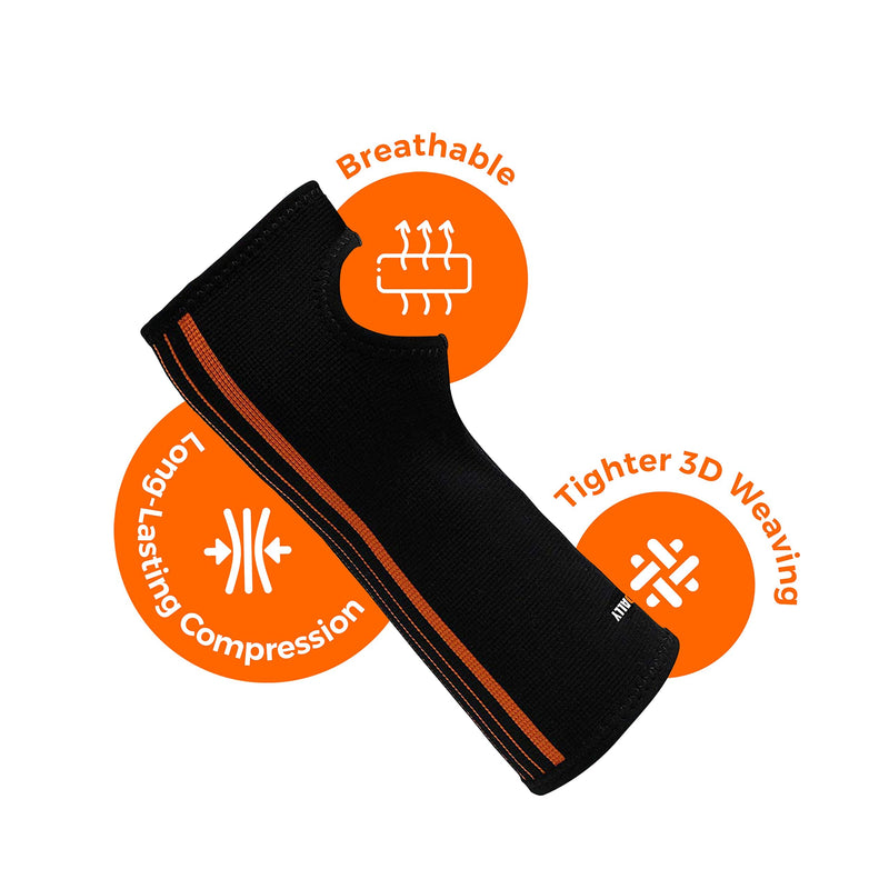 [Australia] - NeoAlly Wrist and Forearm Compression Sleeve, Support Brace for Carpal Tunnel, Arthritis, Tendonitis, Bursitis and Wrist Sprain, Small, 2-Pack Small (Pack of 2) 