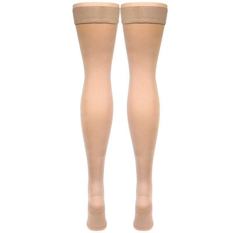 [Australia] - Truform Women's Compression Stockings, 20-30 mmHg, Thigh High Length, Open Toe, Opaque, Beige, Medium Beige (Open Toe) Medium (20-30 mmHg) 