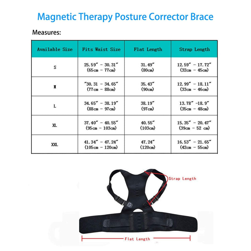 [Australia] - Magnetic Therapy Posture Support Back Brace -FDA Approved Medical Grade Adjustable Posture Corrector Brace Shoulder Back Support Belt- Relieves Neck, Back and Spine Pain (XL) 