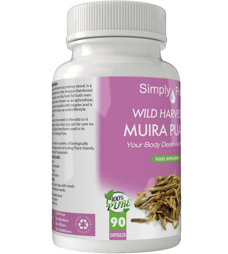 [Australia] - Simply Pure Wild Harvested Muira Puama Capsules x 90, 500mg, 100% Natural, Gluten Free, GM Free and Vegan. 