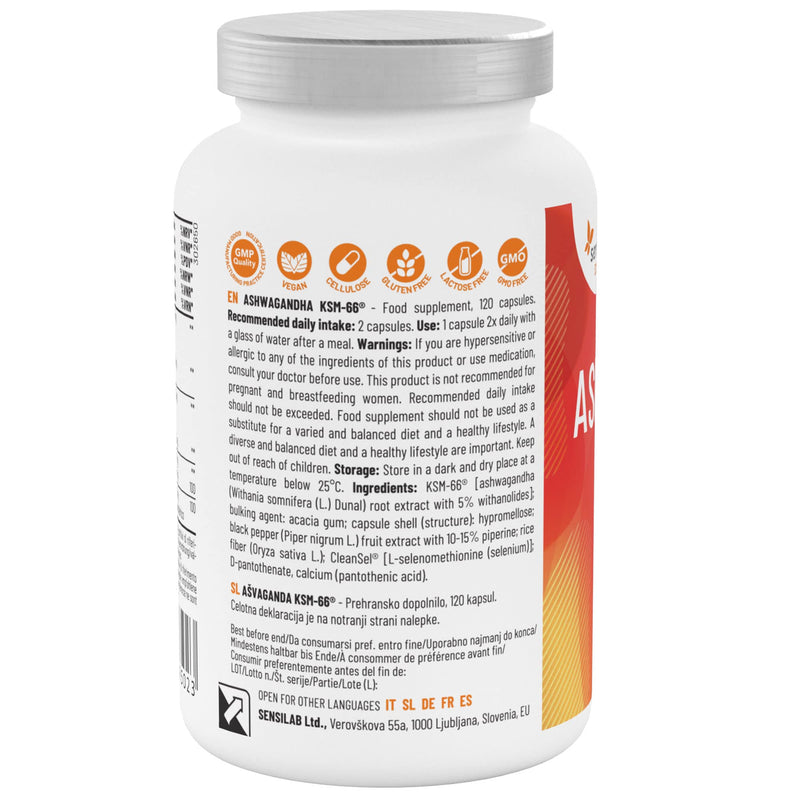 [Australia] - Sensilab Ashwagandha KSM 66 - 600 mg Ashwagandha Root Extract with 5% Withanolides - 120 Vegan Capsules 