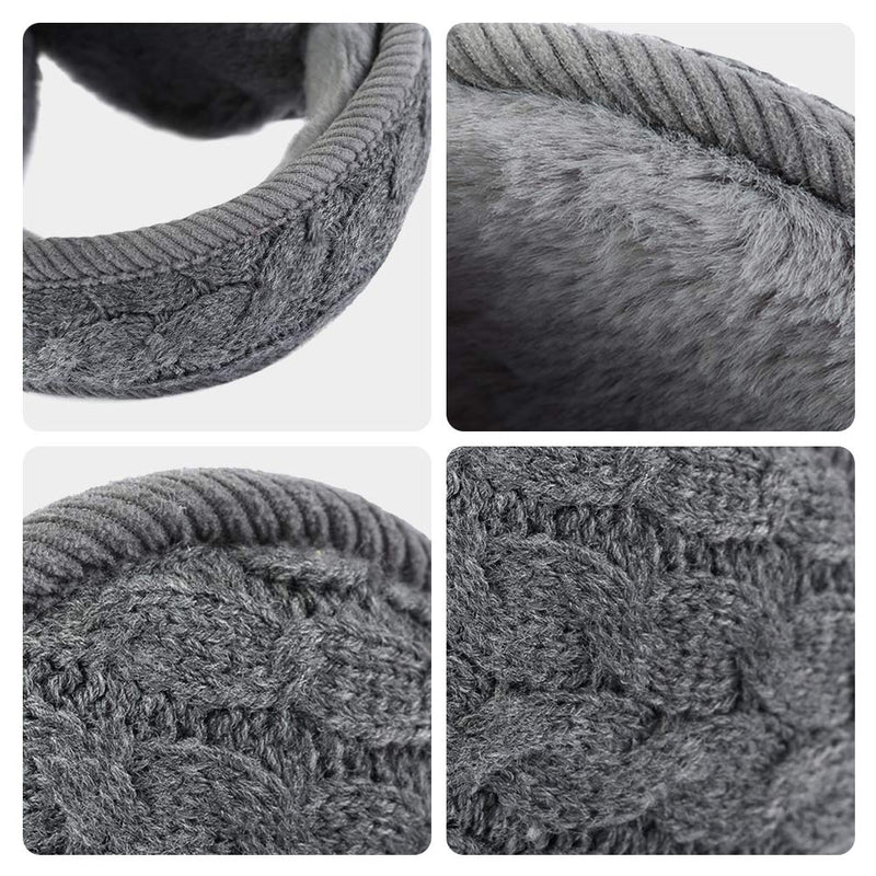 [Australia] - Surblue Unisex Warm Knit Earmuffs Ladies Cashmere Winter Pure Color Outdoor Fur Earwarmer, Adjustable Wrap A-agray 