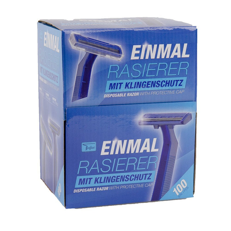 [Australia] - Teqler T-370650 Disposable Razors shave each hair length gently, safely and in a skin friendly manner, blue (100 per pack) 