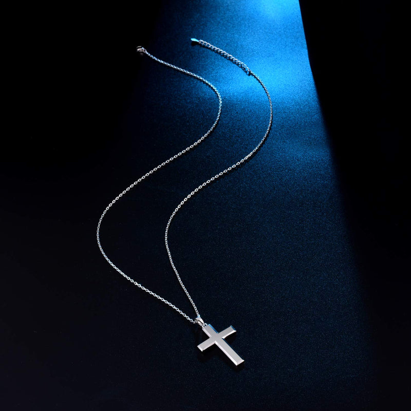 [Australia] - MONBO Cool Cross Pendant Necklace Classic High Polish Sterling Silver Shiny Cross Pendant Long Necklace for Men/Women B#40mm*22.5mm(1.57*0.89in),22inch 