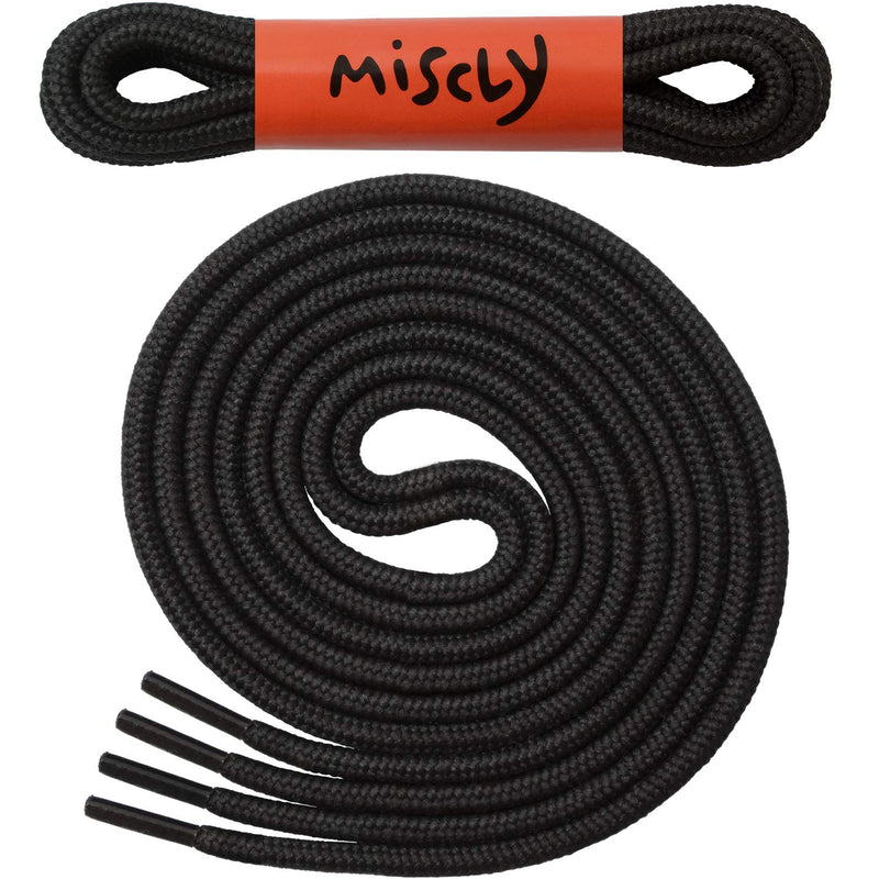 [Australia] - Miscly Round Shoelaces [1 Pair] 5/32" Thick - For Shoes, Sneakers & Boots 27" Black 
