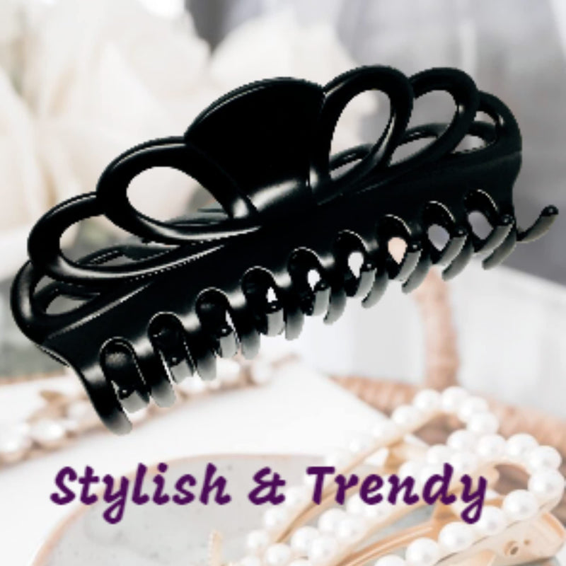 [Australia] - Marrie Extra Large Hair Claw Clips for Women Thick Long Curly Hair Nonslip Jumbo Strong Big Hold Jaws Clip Clamp Grip French Hair Styling Accessories 5.8 Inches long (Black & Brown) Black & Brown 