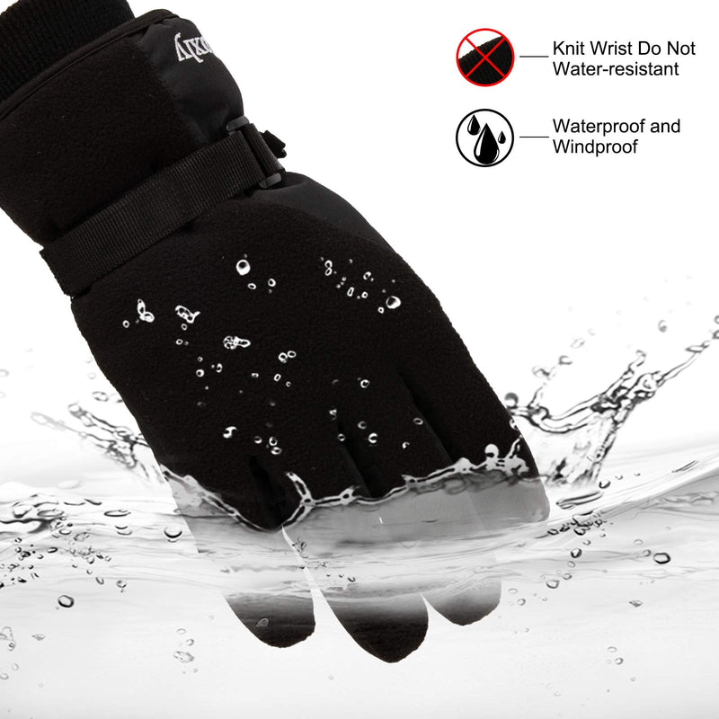 [Australia] - Koxly Winter Gloves Waterproof Windproof 3M Insulated Gloves 3 Fingers Dual-layer Touchscreen Gloves for Men and Women Small Black-black 