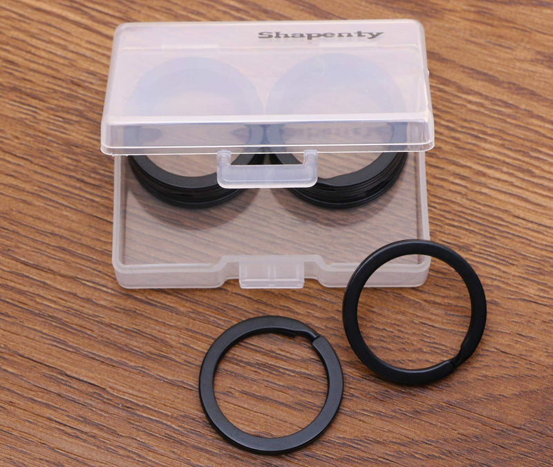 [Australia] - Shapenty 1 Inch/25mm Diameter Metal Flat Split Key Chains Rings for Home Car Keys Attachment (Black,10PCS/Box) 