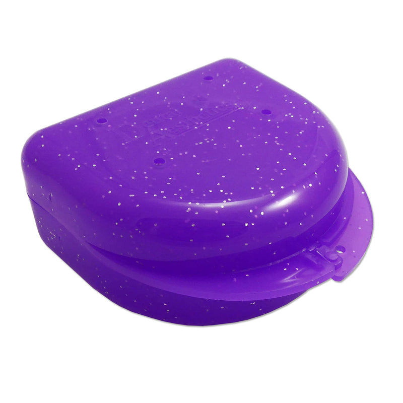 [Australia] - Glitter Gum Shield Case - Mouthguard Box for Ortho Retainers, Sports Dental Appliances, Dentures & More Glitter Purple 