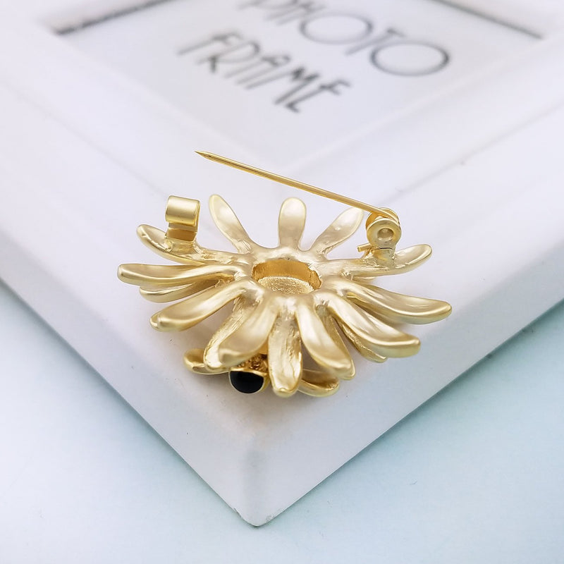 [Australia] - YOQUCOL Sunflower Honeybee Bee Brooch Pin with Austrian Cubic Zirconia Crystal for Women Girls CZ Crystal 