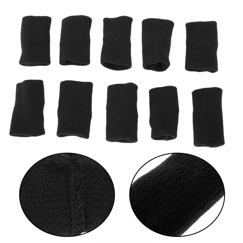 [Australia] - ZJchao 10Pcs/Set Finger Sleeves Support,Finger Protector Brace Sports Aid Arthritis Band Wraps for Basketball, Tennis,Baseball,Cricket, Volleyball, Badminton, Boating Black 