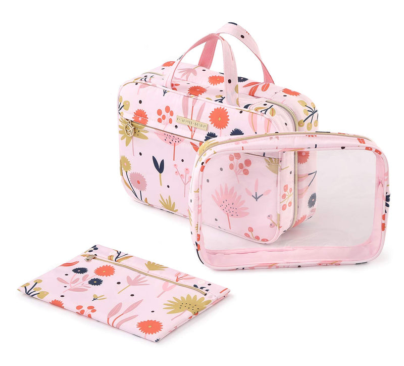 [Australia] - Hanging Travel Toiletry Bag - Large Capacity Multifunction Cosmetic Toiletry Bag for Women with 5 Compartments & 1 Sturdy Hook (Protea cynaroides) Protea cynaroides 