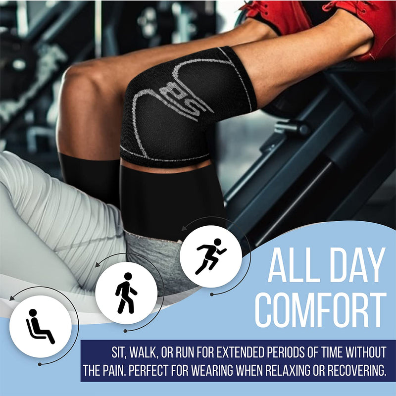 [Australia] - SB SOX Compression Knee Brace - Great Support That Stays in Place - Perfect for Recovery, Everyday Use - Best Treatment for Pain Relief, Meniscus Tear, Arthritis (Solid - Black, Large) Solid - Black Large (Pack of 1) 