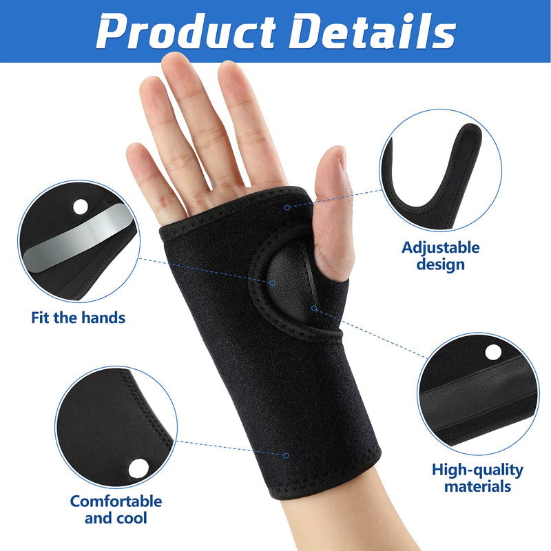 [Australia] - 2 Pieces Carpal Tunnel Wrist Braces for Night Wrist Sleep Support Brace Wrist Splint Stabilizer and Hand Brace Cushioned to Help With Carpal Tunnel and Wrist Pain Relief (Black,Classic Style) Classic Style Black 
