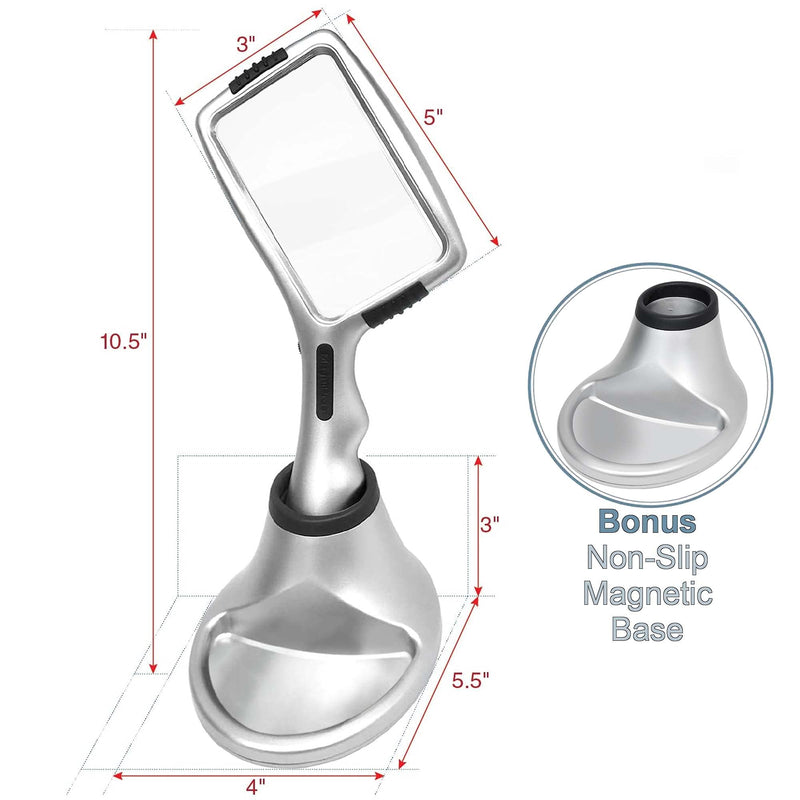 [Australia] - Magnifying Glass with Light and Stand Hands Free Magnifier 10 Dimmable Handheld Led Illuminated Magnifier for Close Work, Elderly Reading, Workbench, Hobbies, AMD.. Magdepo 