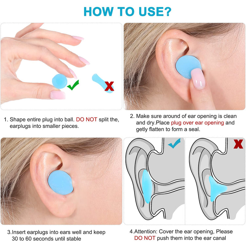 [Australia] - Reusable Silicone Ear Plugs, Waterproof Noise Cancelling Ear Plugs for Sleeping, Shooting, Airplanes, Concerts, Mowing, 22dB Highest NRR Blue 