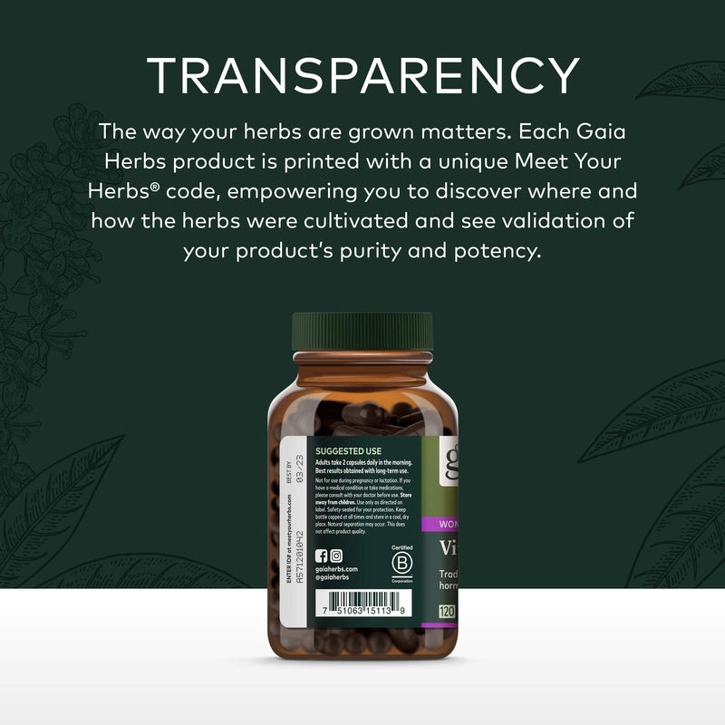 [Australia] - Gaia Herbs Vitex Berry (Chaste Tree) - Supports Hormone Balance & Fertility for Women - Helps Maintain Healthy Progesterone Levels to Support Menstrual Cycle Health - 120 Vegan Caps (60-Day Supply) 120 Count (Pack of 1) Standard Packaging 