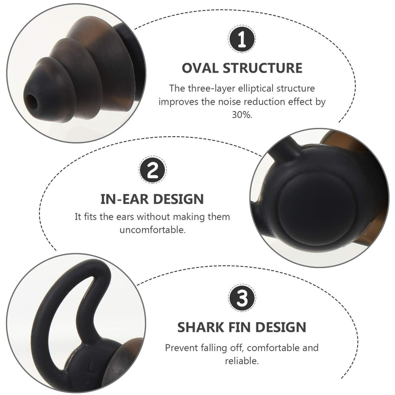 [Australia] - Milisten Silicone Earplugs Noise Reduction Reusable Noise Cancelling Ear Plugs for Sleeping Racing Airplane Traveling Supplies 1 Pair Black 