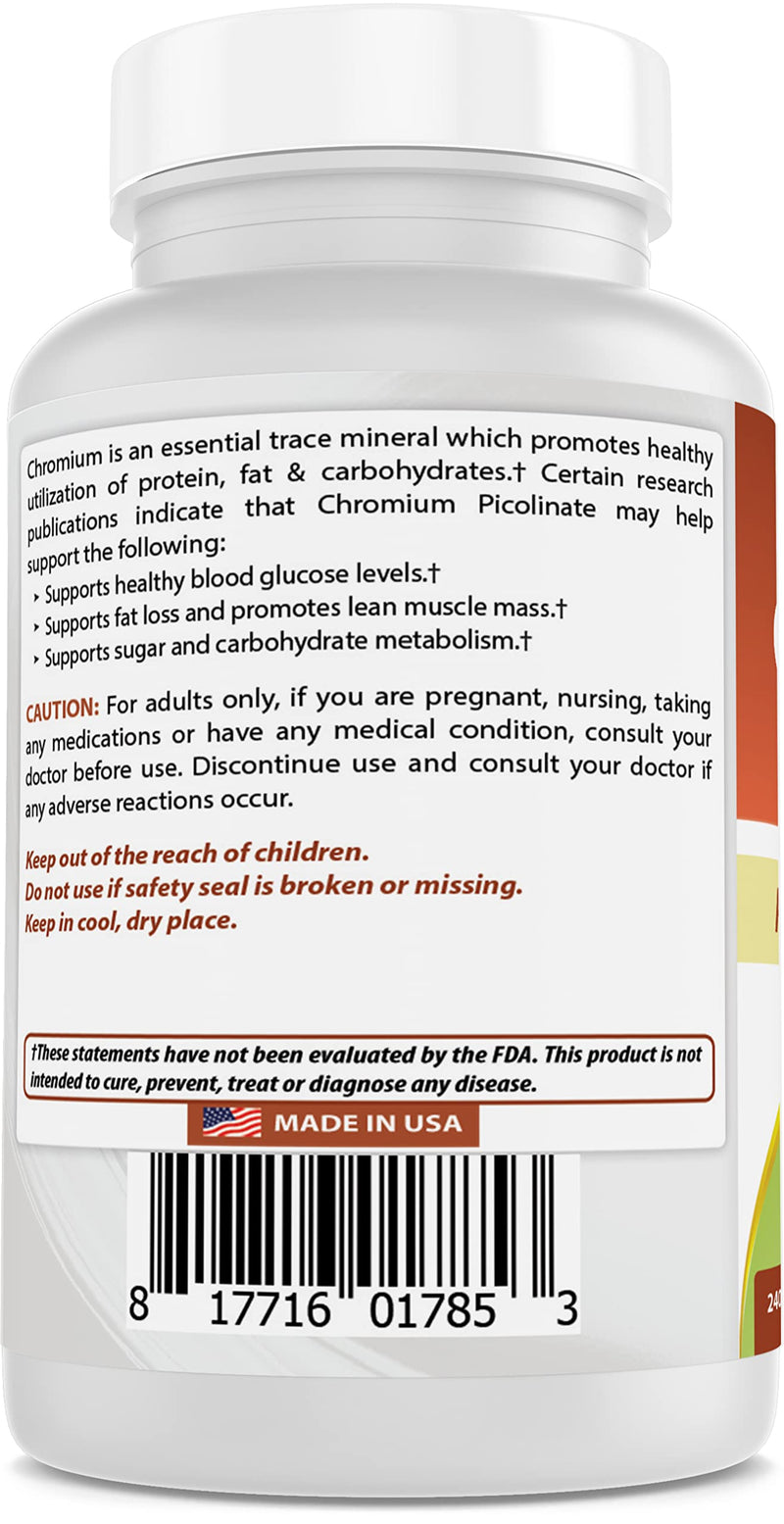 [Australia] - Best Naturals Chromium Picolinate 1000 mcg Tablet - Supports Healthy Blood Sugar Levels, 240 Count 