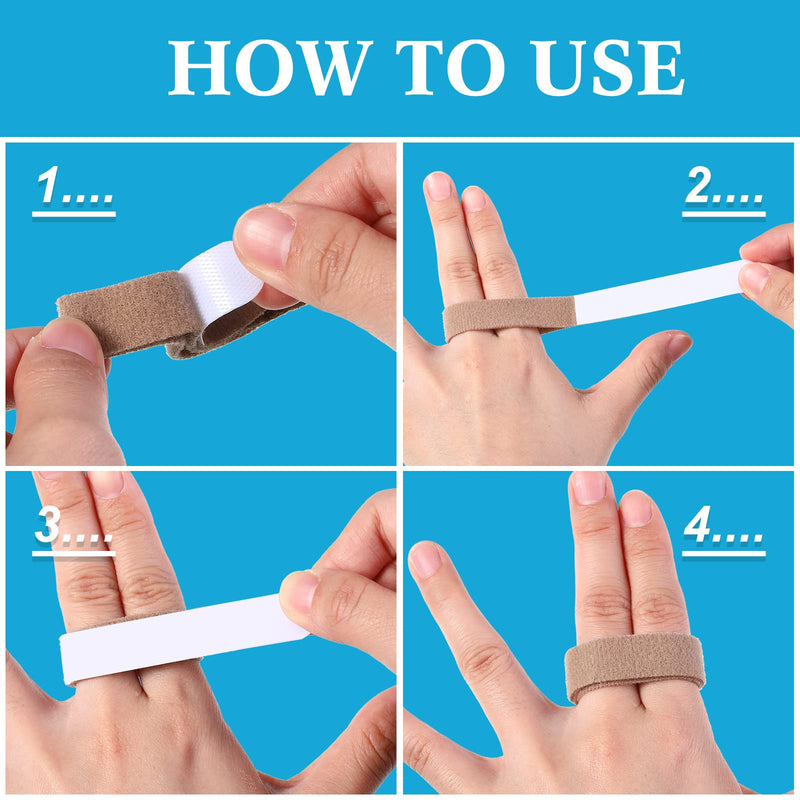 [Australia] - 20 Pieces Buddy Finger Wraps Finger Loops Tapes for Broken Adjustable Finger Splint Wrap Fabric Toe Splint Wraps Toe Cushioned Bandages For Relieving Pain, Light Brown, 5.5 x 0.5 Inch 