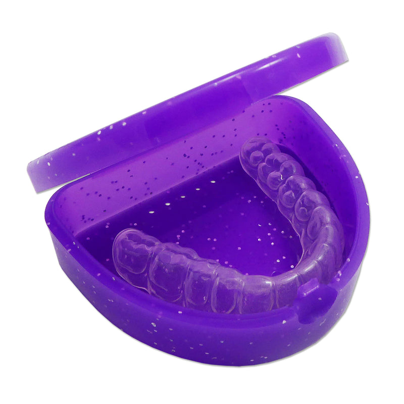 [Australia] - Slim Orthodontic Dental Case x 2 - Colour & Glitter Choices for Retainers, Bleaching Trays, Dentures & More (Glitter Pink & Glitter Purple) Glitter Pink & Glitter Purple 