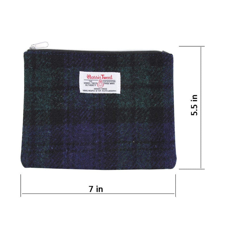 [Australia] - Harris Tweed Plaid Tartan Zipped Purse Cosmetic Toiletry Makeup Pouches Bag (Green Tartan) Green Tartan 