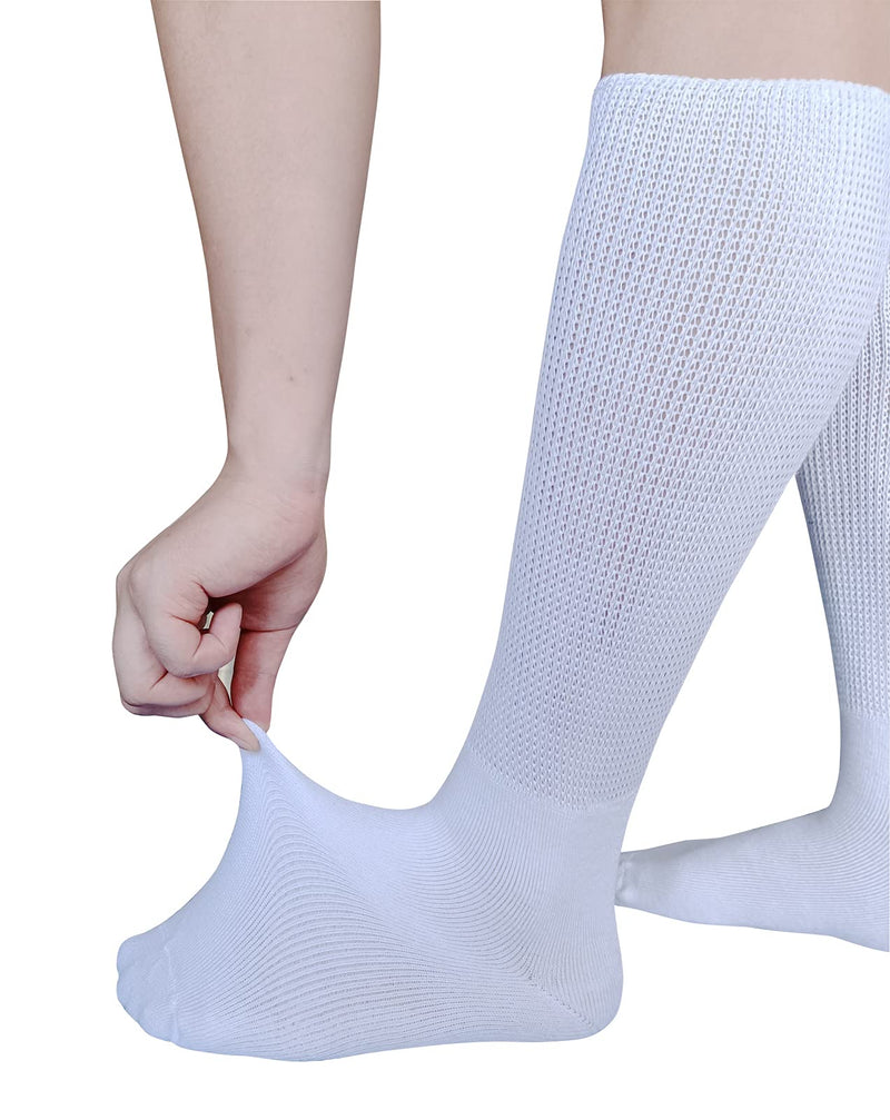 [Australia] - Extra Wide Socks for Lymphedema Swollen Feet Leg, Bariatric Socks, Medical Cast Sock, Diabetic Non Binding Socks – Neuropathy Swelling Feet Socks for Women Men(2 Pairs(White)) 