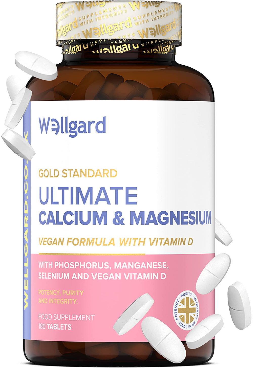 [Australia] - Vegan Calcium Magnesium Zinc and Vitamin D Capsules by Wellgard - Calcium Supplement, Calcium Tablets with Phosphorus, Manganese, Selenium, Copper, Made in UK 