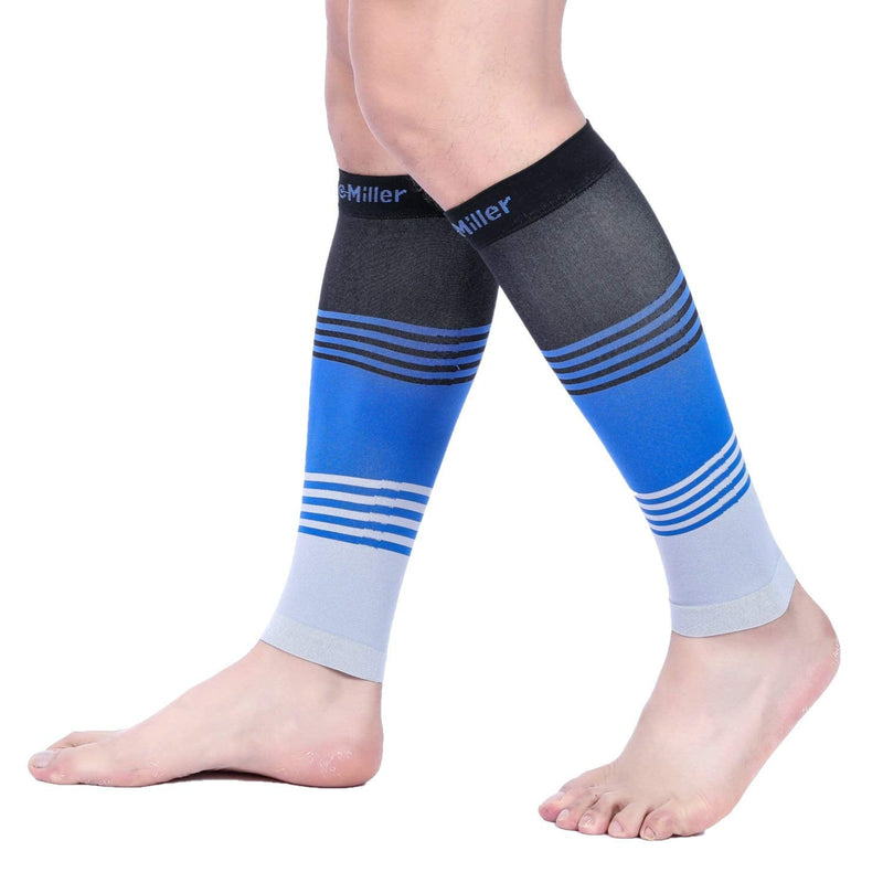 [Australia] - Doc Miller Calf Compression Sleeve Men and Women 20-30 mmHg, Shin Splint Compression Sleeve, Medical Grade Socks for Travel Recovery, Varicose Veins and Maternity 1 Pair XX-Large Black Blue Grey Calf Sleeve Black.Blue.Gray 2X-Large 