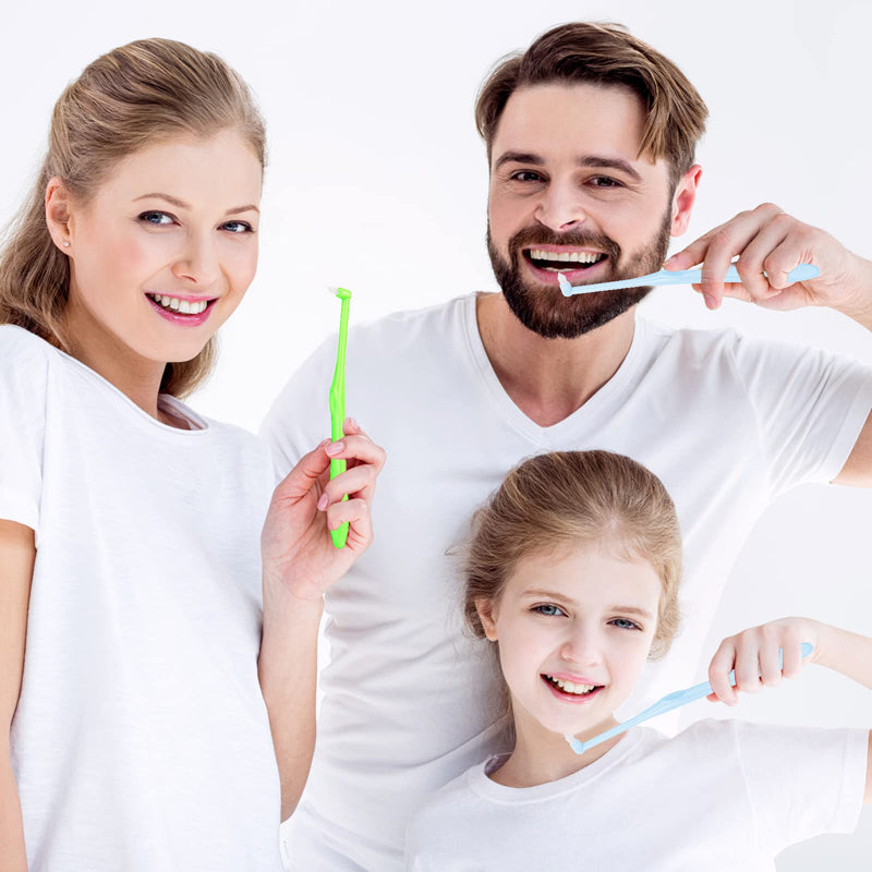 [Australia] - WLLHYF Single Tuft Toothbrush 2 Pieces Interspace Tuft Brush Soft Teeth Brushes Manual Toothbrushes End-tuft Toothbrush for Gap Orthodontic Braces Sensitive Gums Deep Cleaning (Green, Blue) Green, Blue 