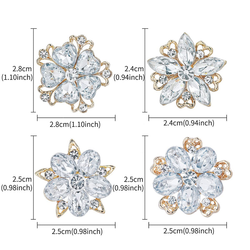 [Australia] - MEEDOZ Women's Lot 12pcs Crystal Rhinestone Marquise Teardrop Flower Brooch Pin Set For DIY Bridal Wedding Bouquet Kit Gold 