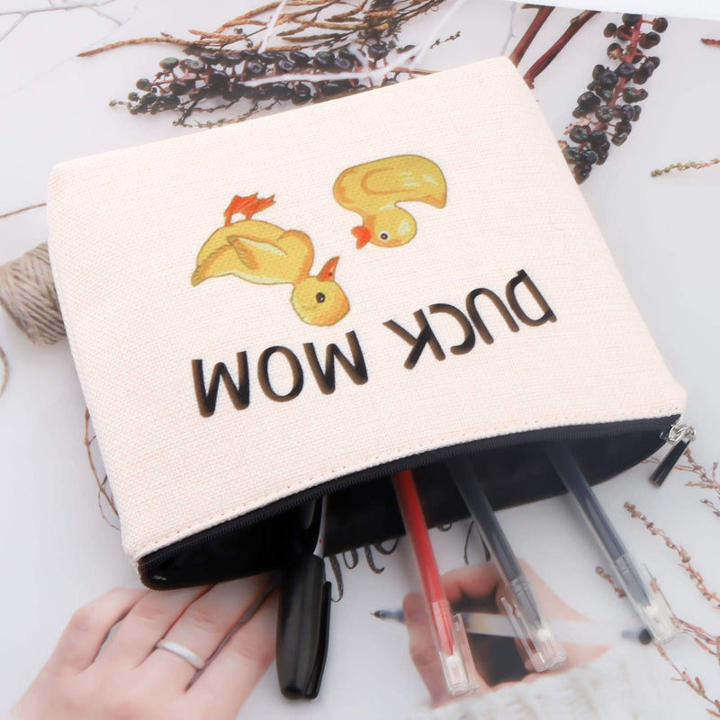 [Australia] - Funny Ducks Mom Makeup bag Yellow Duck Makeup Cosmetic Bag Carry Case Travel Makeup Pouch Duck Lover Gift (duck mom makeup bag) duck mom makeup bag 