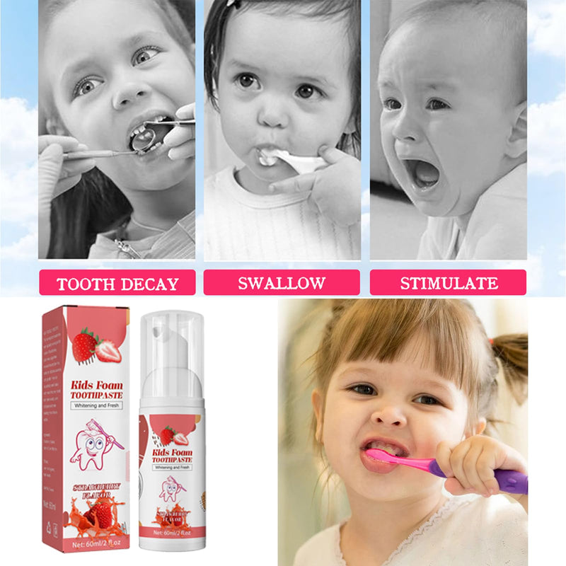 [Australia] - Foam Kids Toothpaste,Childrens Toothpaste,Teeth Cleaning Anti-Cavity,Natural Mousse Foam Toothpaste,Strawberry Toddler Toothpaste,Children’s Teeth Cleaning Anticavity Foaming Toothpaste 