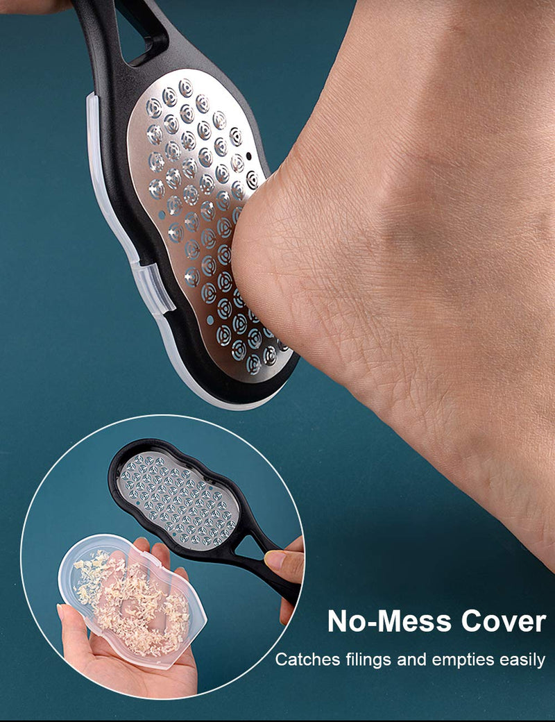 [Australia] - Foot Rasp File and Callus Remover - Foot Care Pedicure Tool to Remove Hard Skin Foot Scrubber, Can Be Used on Both Wet and Dry Feet, Surgical Grade Stainless Steel File, Black 