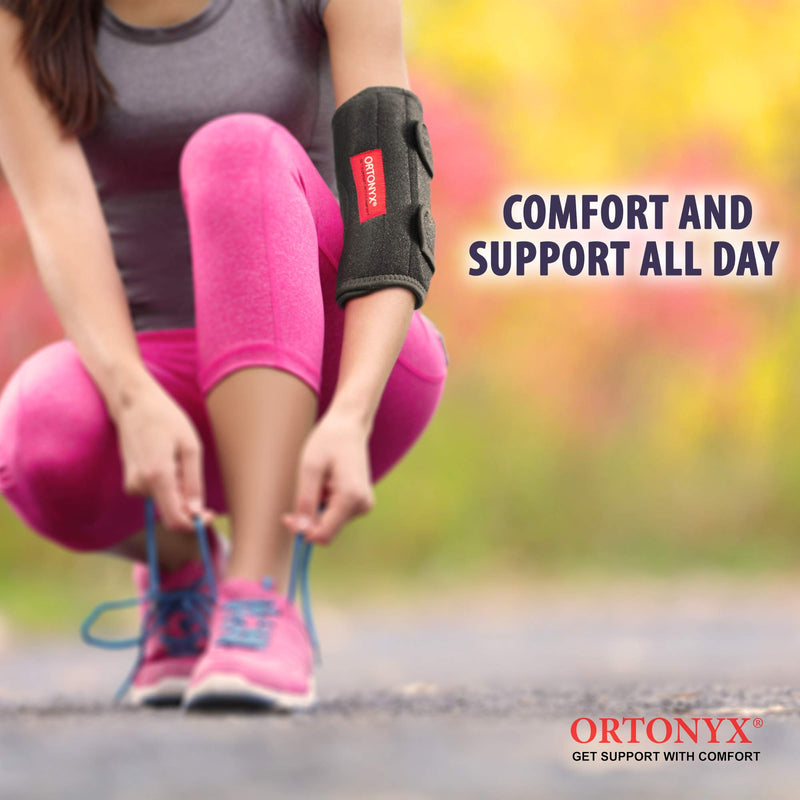 [Australia] - ORTONYX Elbow Support Brace Immobilizer Splint/Compression Sleeve for Man and Women Tennis and Golf Elbow, Tendonitis, Bursitis, Cubital Tunnel Syndrome, Arthritis Pain S/M Black Small/Medium (Pack of 1) 