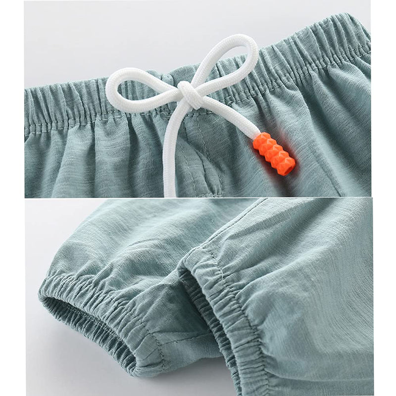 [Australia] - MYQNS Baby Boys Girls Slub Soft Cotton Long Bloomers Harem Pants Casual Trousers for Kids 6M-4T 12 Months Green 