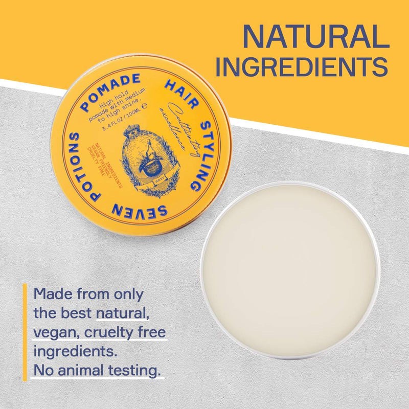 [Australia] - Seven Potions Men's Natural Pomade ‚Äî Natural, Water-Based, High Shine, High Hold Hair Styling Product ‚Äî 100% Vegan, Cruelty Free (100ml) 
