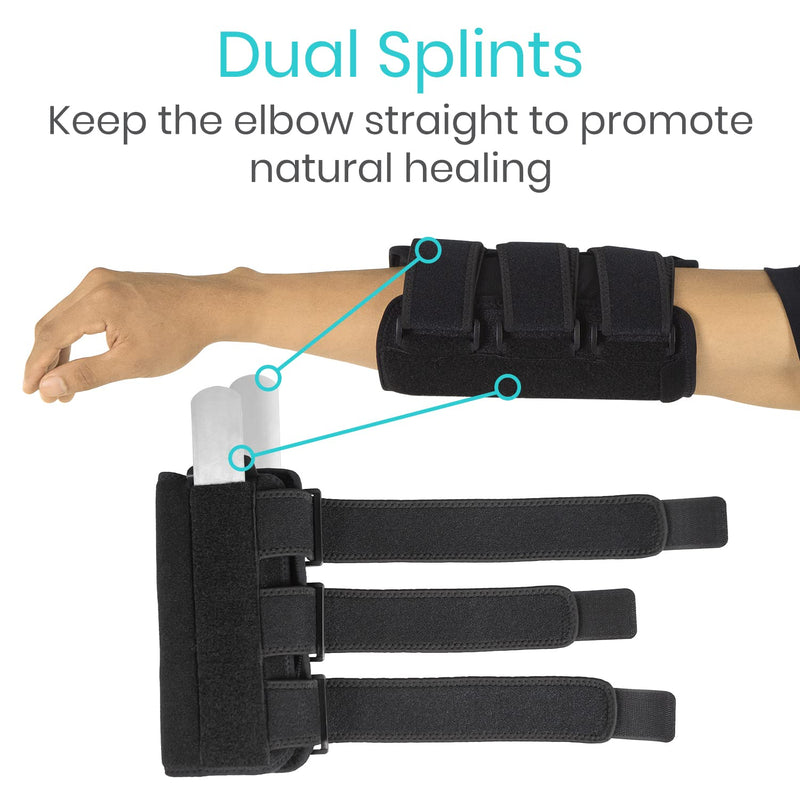 [Australia] - Vive Elbow Brace Stabilizer For Tendonitis, Tennis, Golf- Adjustable Compression Brace For Ulnar Nerve,Cubital Tunnel Syndrome- Soft Night Support Immobilizer Splint For Women & Men- Joint Pain Relief Black 