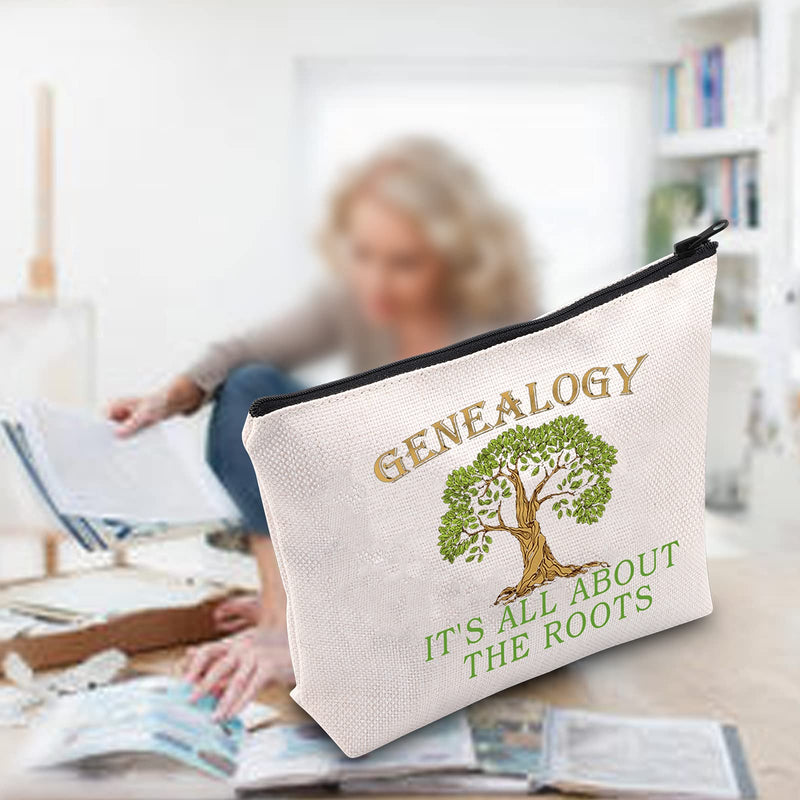 [Australia] - LEVLO Funny Genealogist Cosmetic Make Up Bag Family Researcher Gift It's All About The Roots Makeup Zipper Pouch Bag For Historian Researcher Genealogy, About The Roots, 