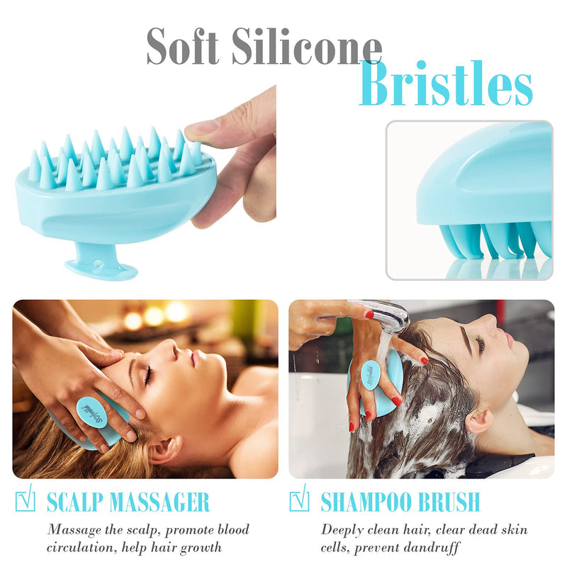 [Australia] - Scalp Massager, Soft Silicone Shampoo Brush Hair Scrub Brush for Wet and Dry Hair Head Massager to Clean Hair, Reduce Dandruff, Massage Scalp, Promote Hair Growth, Blue Light Blue 
