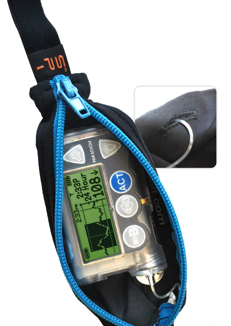 [Australia] - SPIbelt Diabetic Running Belt for Adults, Adjustable Waist, No Bounce, Expandable and Discreet Insulin Pump Pocket, Black with Black Zipper 