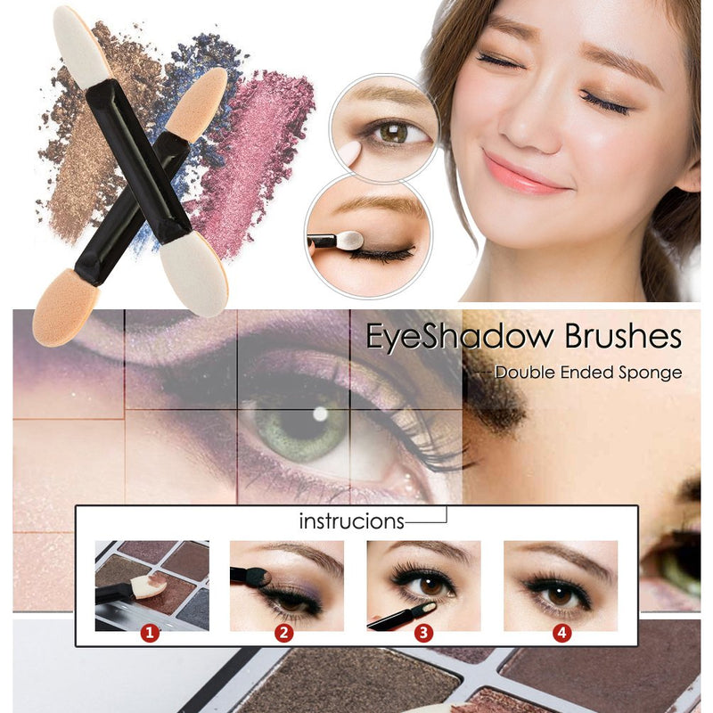 [Australia] - KINGMAS 100 Pack Disposable Double Ended Sponge EyeShadow Brushes Oval Applicator Makeup Tools Beige 