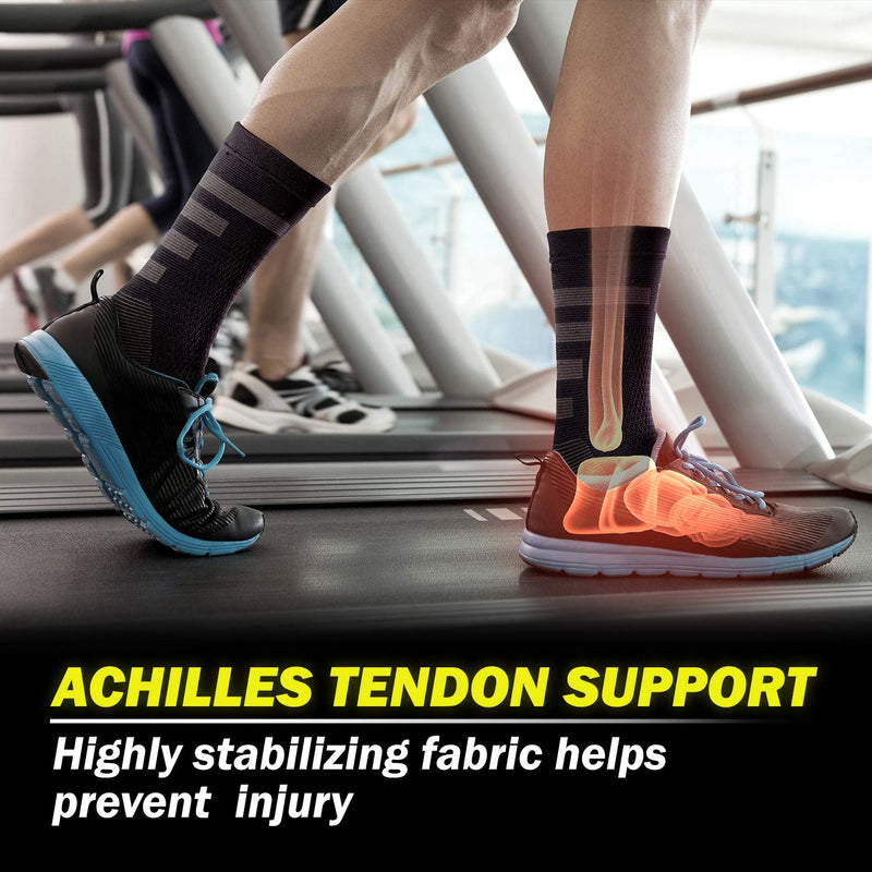 [Australia] - Powerlix Ankle Brace Compression Support Sleeve (Pair) for Injury Recovery, Joint Pain and More. Achilles Tendon Support, Plantar Fasciitis Foot Socks with Arch Support, Eases Swelling (Black-2, Medium) Medium (1 Pair) BlueBlack 