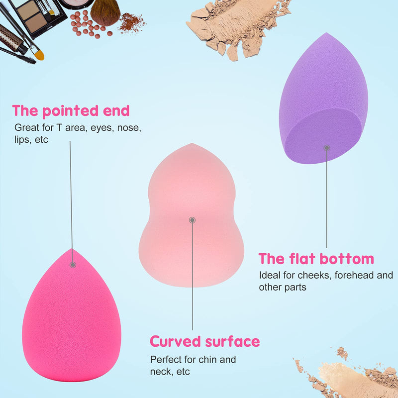 [Australia] - Lolalet (8 Pcs) Makeup Sponge Beauty Blender Set and Powder Puffs, Latex-Free Soft Beauty Foundation Blending Sponges for Liquid Dry Foundation/BB Cream/Powder/Concealer, Dry and Wet Use -Pink Pink 