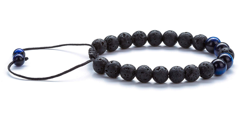 [Australia] - Hamoery Men Women 8mm Lava Rock Aromatherapy Anxiety Essential Oil Diffuser Bracelet Braided Rope Natural Stone Yoga Gifts Beads Bracelet Bangle-21017 A-Blue Tiger Eye 