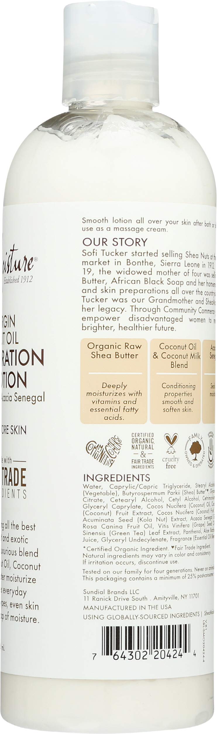 [Australia] - Shea Moisture 100% Virgin Coconut Oil Daily Hydration Body Lotion by for Unisex - 13 oz Body Lotion, U-BB-2734 