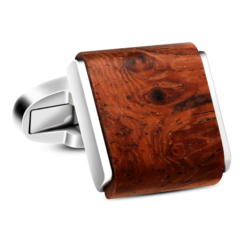 [Australia] - VIILOCK Mens Natural Handmade Rosewood Cufflinks Handcrafted Wooden Square Cuff Links Bruma Rosewood 