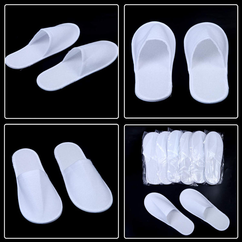 [Australia] - Aneco 12 Pairs Disposable Spa Slippers Fluffy Closed Toe Spa Slippers for Hotel, Home, Guest Use, Fits up to US Men Size 10 and Women Size 11 10-11 Women/10-11 Men 