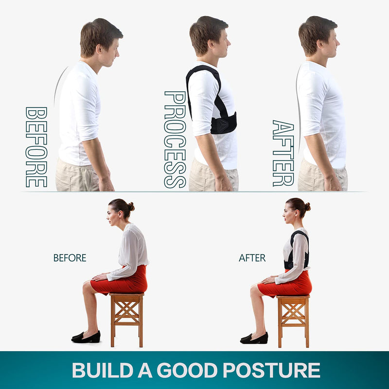 [Australia] - Professional Posture Corrector for Men and Women - 2022 Designed Updated Back Posture Brace, Support Straightener for Spine, Back, Neck, Clavicle and Shoulder, Improves Posture and Pain Relief Upgrade/Black Large (Pack of 1) 